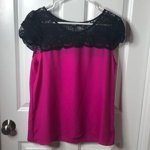 Pink and Black Lace Top